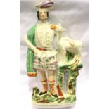 Large Staffordshire flatback figurine, Bonnie Prince Charlie, with damages, H: 45 cm. P&P Group