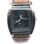 Ben Sherman; gents wristwatch with black face, on brown leather strap, working at lotting. P&P Group