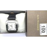 Jaragar; gents automatic square faced wristwatch with Roman Numerals and stainless steel bezel,