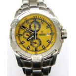 Festina; chronograph bike gents wristwatch model F16222 on stainless steel strap with yellow and