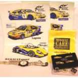 Renault Sport memorabilia including wristwatch and enamel badges. P&P Group 1 (£14+VAT for the first
