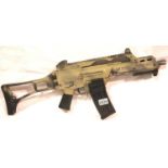 G36 electric semi automatic BB firing machine gun with two mags, camouflage printed. P&P Group 3 (£
