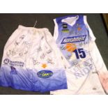 Leicester Riders (now Warriors) team signed basketball jersey and shorts, circa 2002, signatures