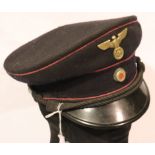 Third Reich Fire Fighters visor cap. P&P Group 2 (£18+VAT for the first lot and £3+VAT for