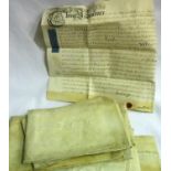 Nine Georgian seamed indentures, some discolouration, but no tears. Not available for in-house P&