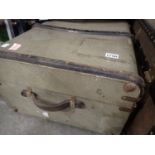 Wooden bound travel trunk. Not available for in-house P&P, contact Paul O'Hea at Mailboxes on