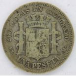 1870 Spanish silver peseta, Madrid Mint. P&P Group 1 (£14+VAT for the first lot and £1+VAT for