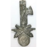 WWII Italian MVSN black shirt Artillery Militia badge. P&P Group 1 (£14+VAT for the first lot and £