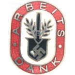 Third Reich Arbeits Dank pin, Labour Appreciation. P&P Group 1 (£14+VAT for the first lot and £1+VAT