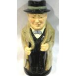 Large Winston Churchill character jug, H:23 cm, no cracks, chips or visible restoration. P&P Group 2