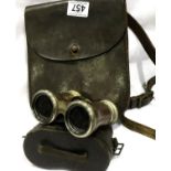 Leather cased French field glasses and leather bag. P&P Group 2 (£18+VAT for the first lot and £3+