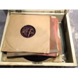 Wooden box containing mixed 78RPM records. Not available for in-house P&P, contact Paul O'Hea at