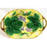 Wedgwood Etruria majolica dish, L: 24 cm, mild crazing otherwise no cracks, chips or visible