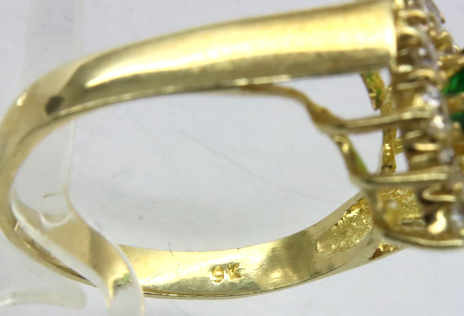 9ct gold stone set heart ring, size P, 3.0g. P&P Group 1 (£14+VAT for the first lot and £1+VAT for - Image 4 of 4