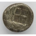 c500 BC Ephesus Greek silver drachm with bee and quadripartite. P&P Group 1 (£14+VAT for the first