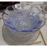 Four decorative glass bowls to include fruit bowl. Not available for in-house P&P, contact Paul O'