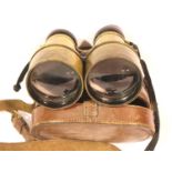 Henry Hughes & Son Liverpool; pair of polished brass field binoculars in leather case. P&P Group