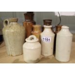 Seven stoneware jars and a flaggon. Not available for in-house P&P, contact Paul O'Hea at
