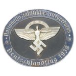 Third Reich NSFK National Socialist Flying Corps competition Participation Plaque, 10 x 6 cm. No