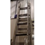 Extending wooden ladders. Not available for in-house P&P, contact Paul O'Hea at Mailboxes on 01925