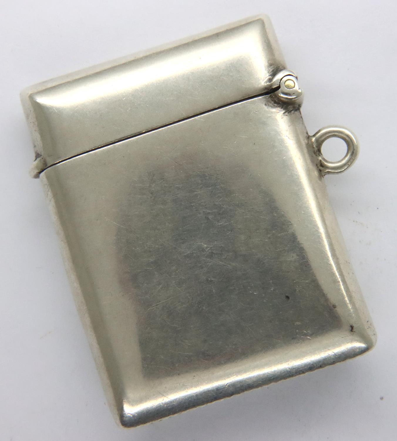 Hallmarked silver vesta case, 40 x 45 mm, 21g. P&P Group 1 (£14+VAT for the first lot and £1+VAT for - Image 2 of 3