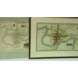 Two maps of Chester, framed Luckington & Co undated and mounted, Cole/Roper dated 1803. Not