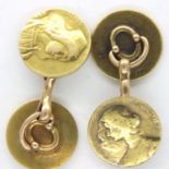 14ct gold Romeo and Juliet cufflinks, combined 9.7g. P&P Group 1 (£14+VAT for the first lot and £1+