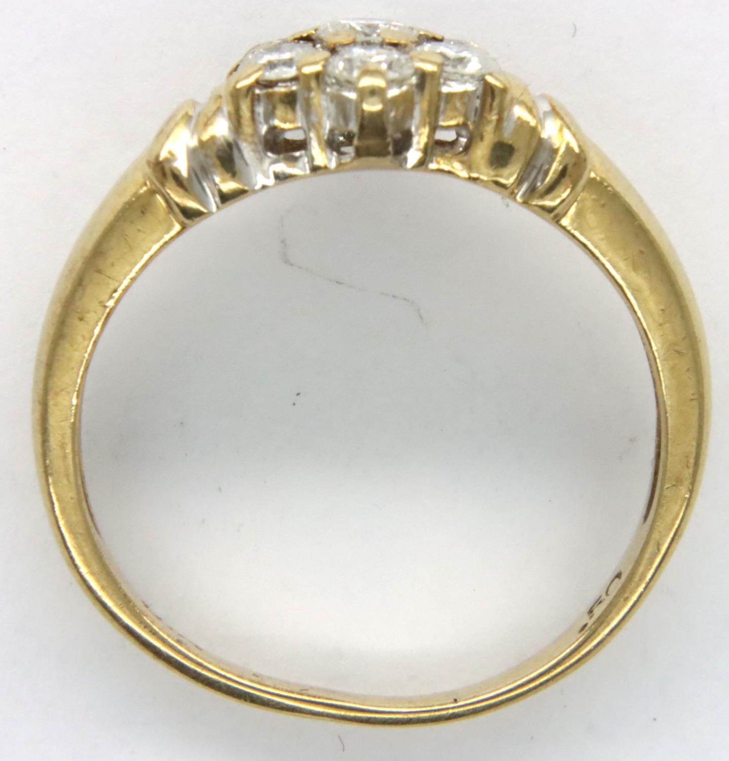 9ct gold and 0.5cts diamond daisy ring, size M/N, 2.7g. P&P Group 1 (£14+VAT for the first lot - Image 2 of 4