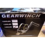 New 1400lb gear winch. Not available for in-house P&P, contact Paul O'Hea at Mailboxes on 01925