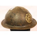 WWII private purchase helmet for The Allen West Factory, Brighton. P&P Group 2 (£18+VAT for the