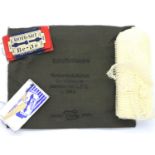 WWII Waffen SS medical bandage and similar period German razors. P&P Group 2 (£18+VAT for the