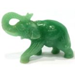 Jade coloured elephant figurine, L: 70 mm. P&P Group 1 (£14+VAT for the first lot and £1+VAT for