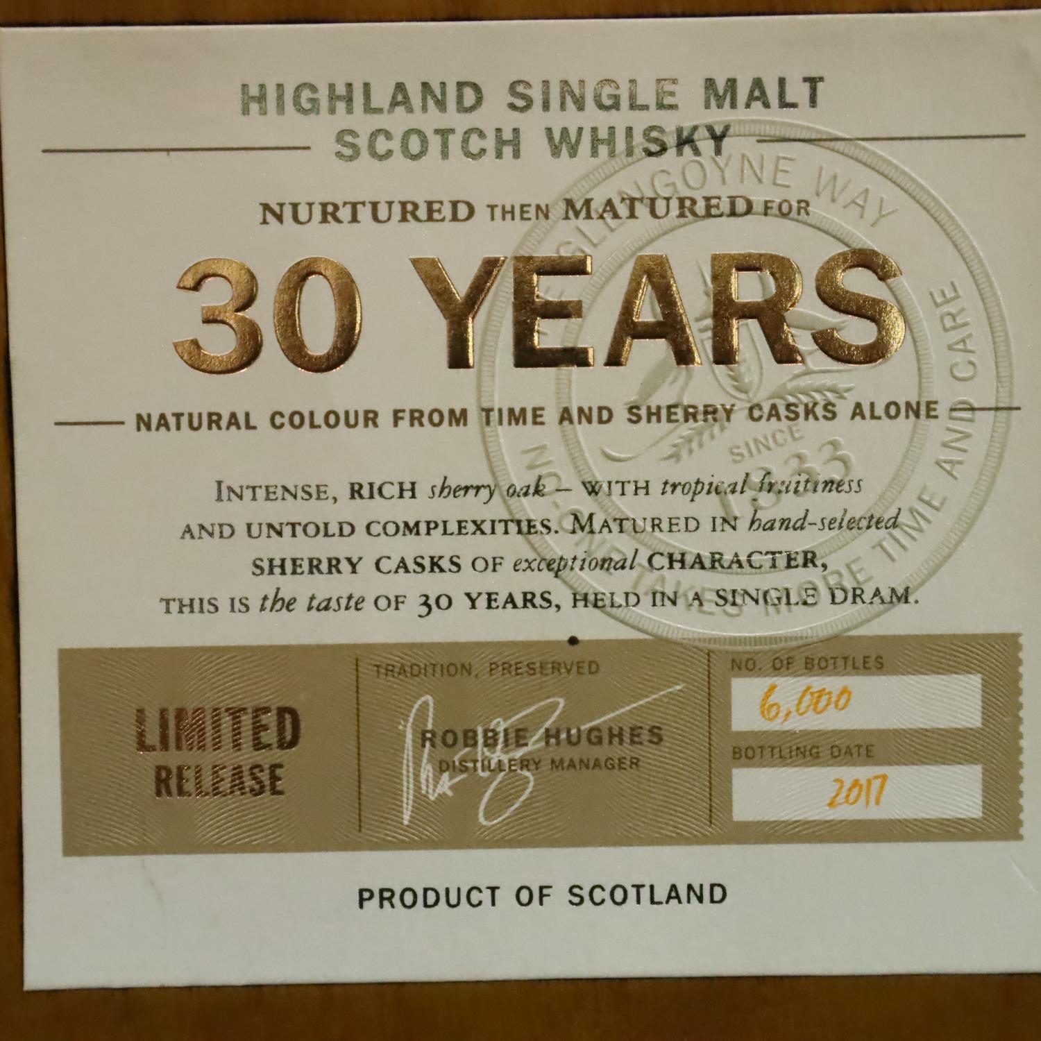 Cased 70cl bottle of Glengoyne 30 Years single malt scotch whisky, limited release, bottled 2017, - Image 7 of 9