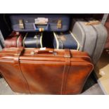 Six vintage suitcases, various sizes. Not available for in-house P&P, contact Paul O'Hea at