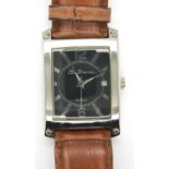 Ben Sherman; gents wristwatch on brown leather strap with black and silver face. Working at lotting.