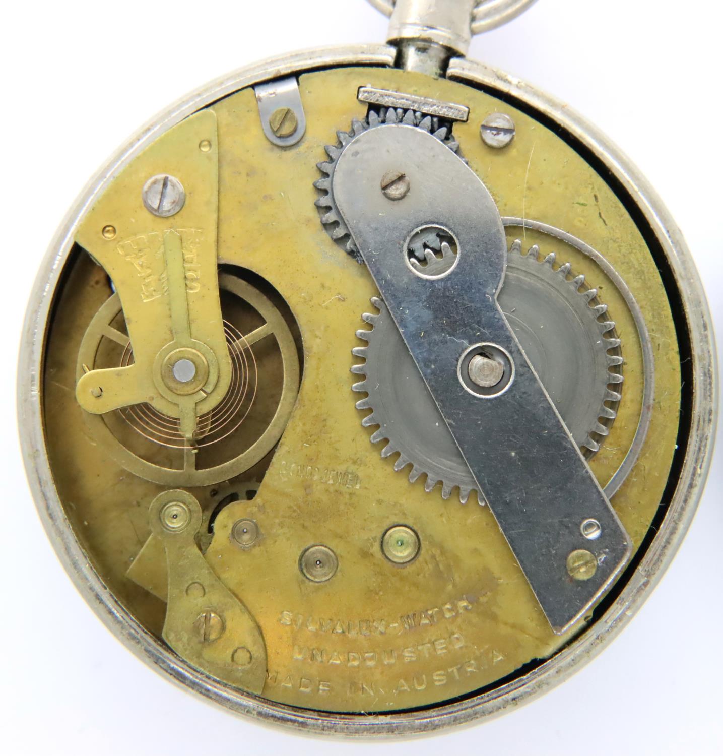 Roxedo white metal cased pocket watch. Working at lotting. P&P Group 1 (£14+VAT for the first lot - Image 2 of 3