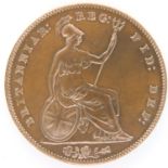 1857 copper penny DEF: WW incue of Queen Victoria. P&P Group 1 (£14+VAT for the first lot and £1+VAT