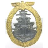 Kriegsmarine High Seas badge, maker Adolf Bock, Berlin. P&P Group 1 (£14+VAT for the first lot