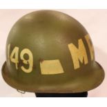 Vietnam War period ARVN Military Police helmet and liner, the liner having decals. P&P Group 2 (£