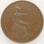 1858 copper penny of Queen Victoria, WW Incuse. P&P Group 1 (£14+VAT for the first lot and £1+VAT