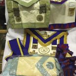 Masonic aprons and collar. P&P Group 2 (£18+VAT for the first lot and £3+VAT for subsequent lots)