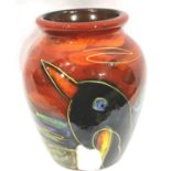 Anita Harris Penguin vase, signed in gold, H: 14 cm. No cracks, chips or visible restoration. P&P