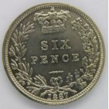 1887 bun head sixpence Queen Victoria. P&P Group 1 (£14+VAT for the first lot and £1+VAT for