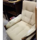 Modern oak framed chair with upholstered cushions. Not available for in-house P&P, contact Paul O'