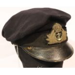WWI Royal Navy Officers cap with a Bullion cap badge, circa 1915-1916. P&P Group 2 (£18+VAT for