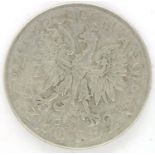 1934 silver Polish two zlote. P&P Group 1 (£14+VAT for the first lot and £1+VAT for subsequent lots)