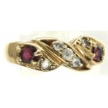 9ct gold ruby and white stone set ring, size P/Q, 2.7g. P&P Group 1 (£14+VAT for the first lot