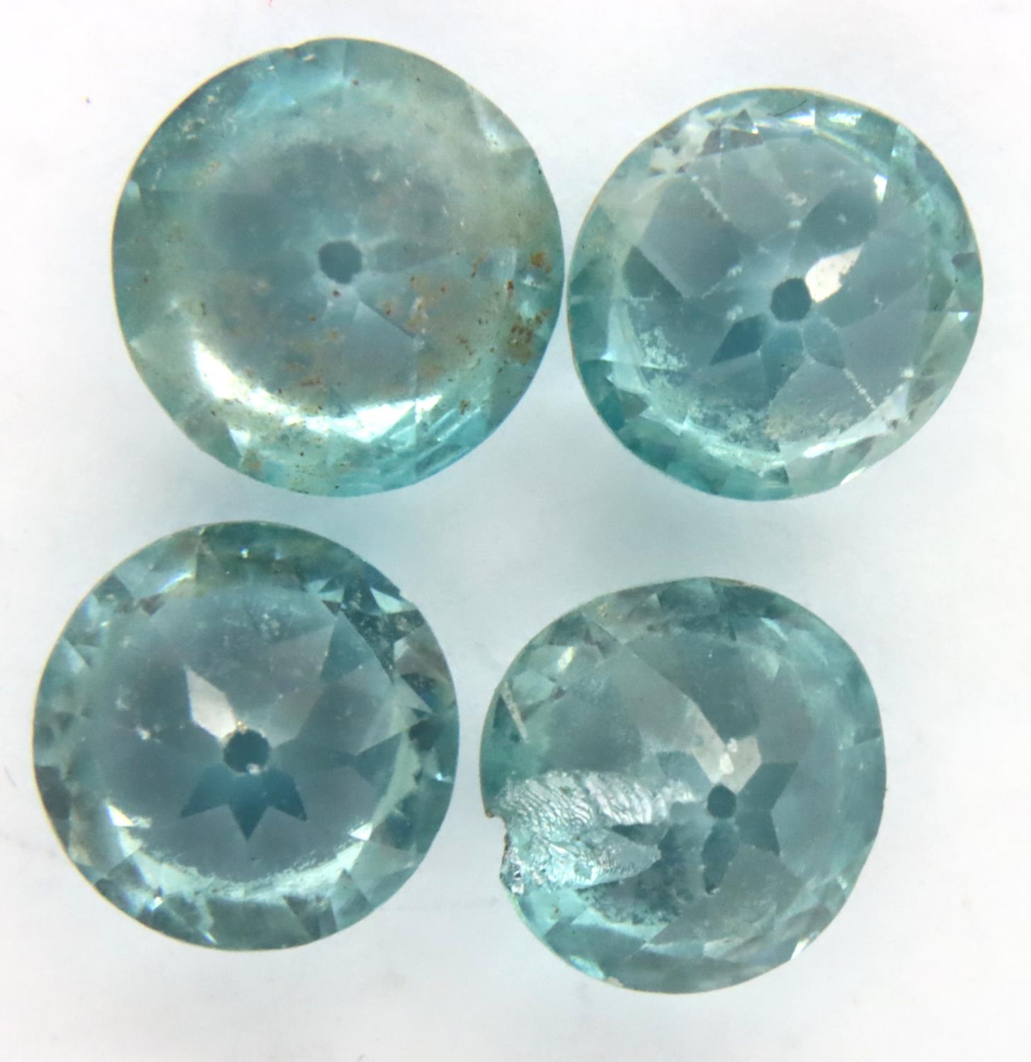 Four loose blue zircon stones, largest D: 8 mm. P&P Group 1 (£14+VAT for the first lot and £1+VAT - Image 2 of 2