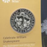 Limited edition William Shakespeare fifty pound silver coin. P&P Group 1 (£14+VAT for the first