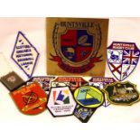 Huntsville Rugby Club mixed badges, patches and a brass plaque. P&P Group 1 (£14+VAT for the first